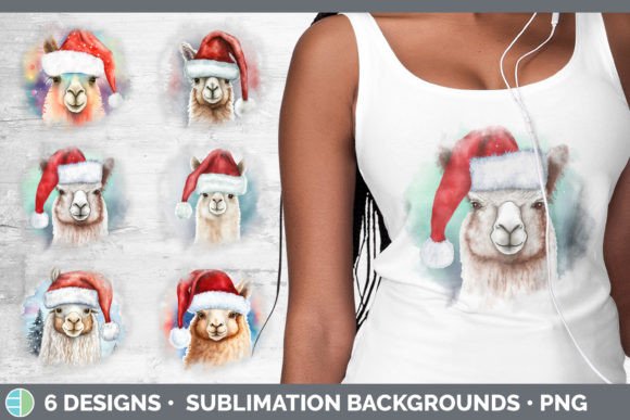 Christmas Alpaca Background Grunge Sub Illustrations