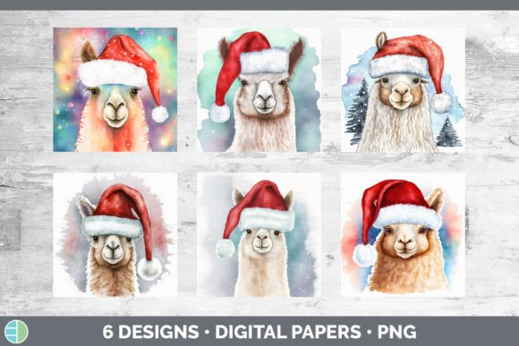 Christmas Alpaca Backgrounds Digital S Illustrations