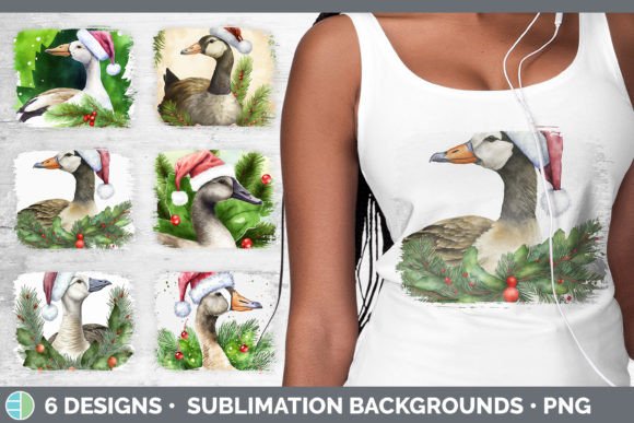 Christmas Barn Goose Distressed Sublimat Illustrations