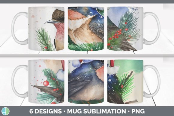 Christmas Barn Swallow Mug Sublimation Illustrations