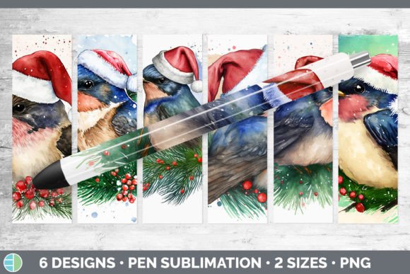 Christmas Barn Swallow Pen Wraps Epoxy Illustrations