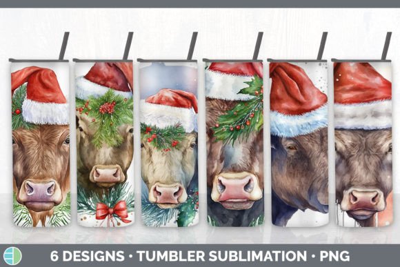 Christmas Bull Tumbler Sublimation Bundl: Modern Illustrations for Holiday Brands