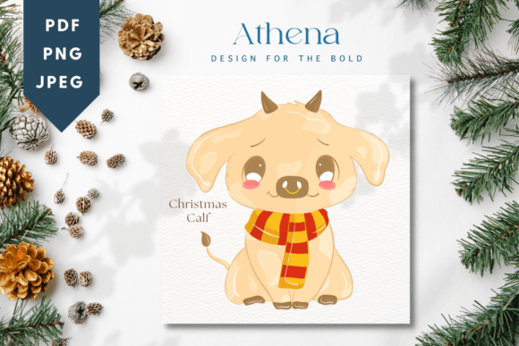 Christmas Calf Cute Baby Animal Illustrations for Crafters