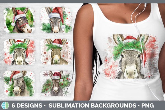 Christmas Donkey Distressed Sublimation for Illustrations