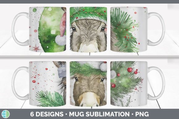 Christmas Donkey Mug Sublimation Coffe in Illustrations