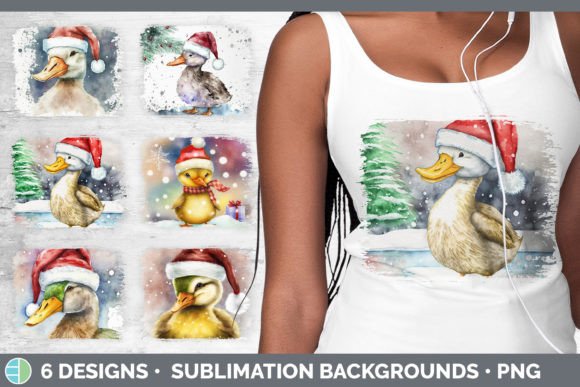 Christmas Duck Distressed Sublimation Ba for Illustrations
