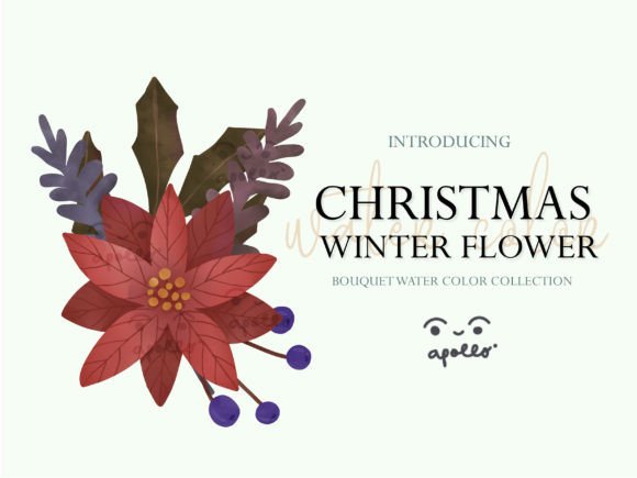 Christmas Flower Winter Watercolor 05 Illustrations