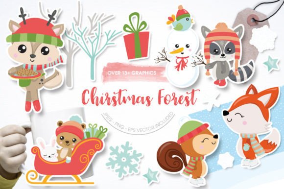 Christmas Forest Illustration for Local Branding