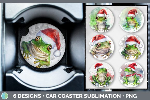 Christmas Frog Car Coaster Sublimation for Modern Illustrations
