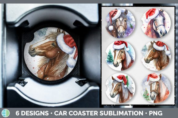 Christmas Horse Car Coaster Sublimatio Illustrations Review