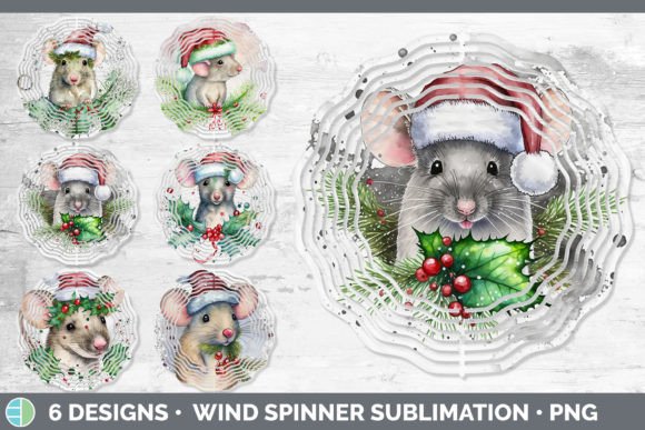 Christmas Mouse Painted Wind Spinner S Illustrations