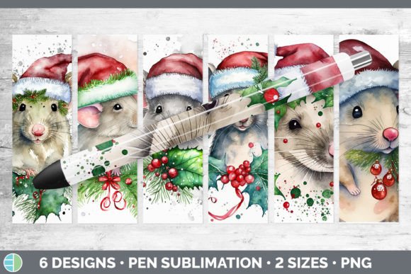 Christmas Mouse Pen Wraps Epoxy Sublim Illustrations