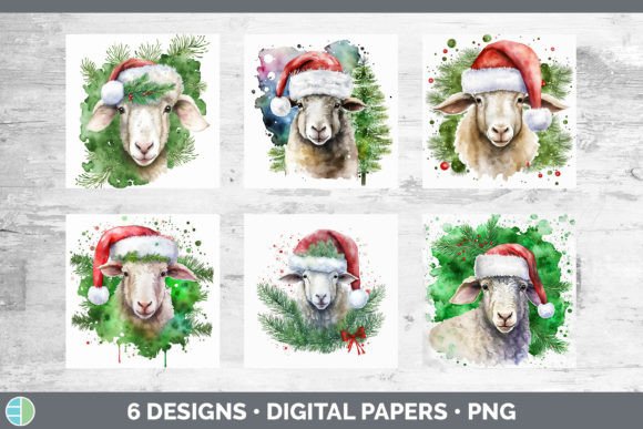 Christmas Sheep Backgrounds Digital Sc Illustrations