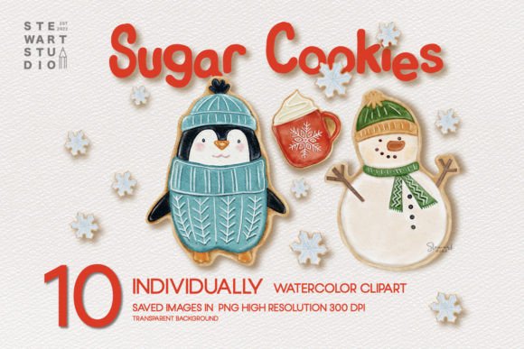 Christmas Sugar Cookies Watercolor Illustrations