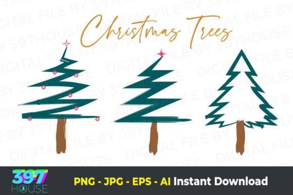 Christmas Trees Set Review for Illustrations and Digital Sellers