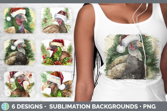Christmas Turkey Distressed Sublimation Illustrations