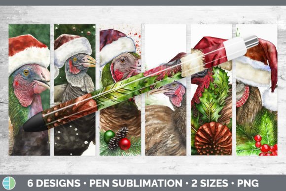 Christmas Turkey Pen Wraps Epoxy Subli Illustrations for Content Publishing