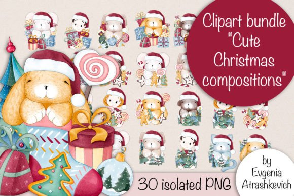 Clipart Bundle Christmas Compositions for Festive Illustrations
