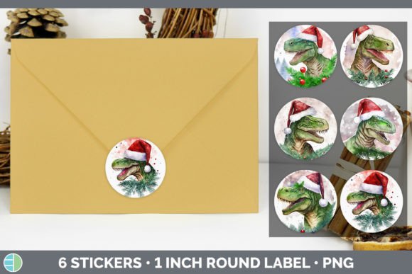 Dinosaur Christmas Stickers Sticker 1i Illustrations