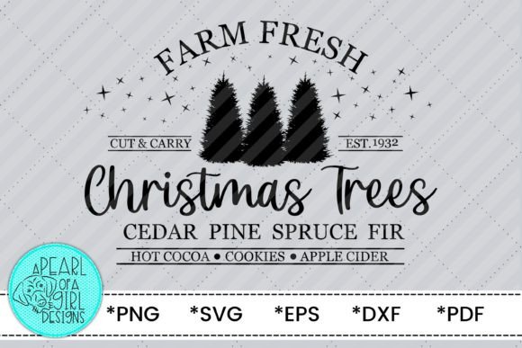 Farm Fresh Christmas Trees Sign SVG for Editorial Design