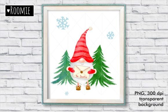 Gnome with Christmas Trees PNG for Holiday Illustrations