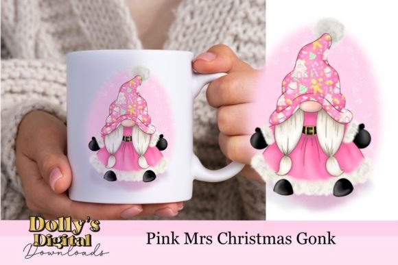 Pink Mrs Christmas Gnome Gonk PNG: Festive Illustrations for Makers