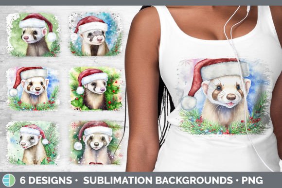 Santa Ferret Christmas Distressed Sublim