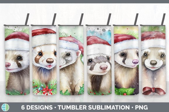 Santa Ferret Christmas Tumbler Sublimati Illustrations