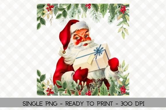 Vintage Retro Santa Christmas Clipart for Branding