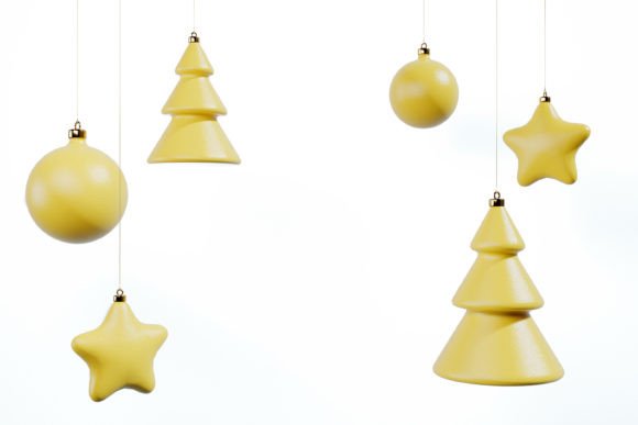 Yellow Christmas Toys 3d Render for Modern Illustrations